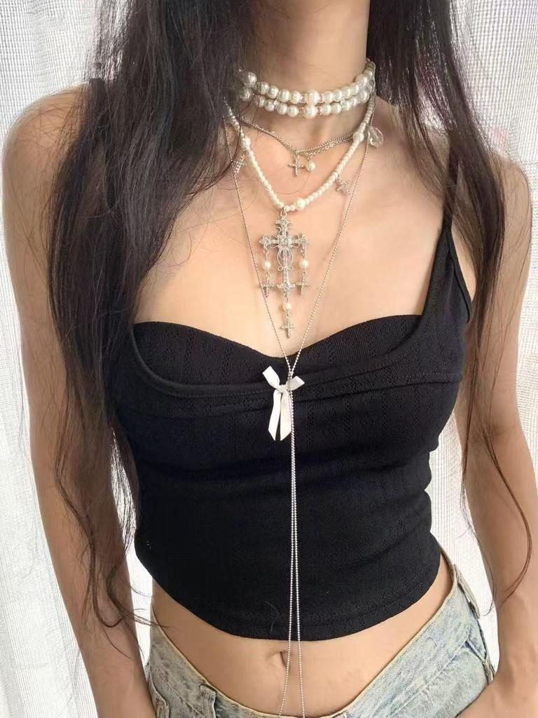 Y2K Spicy Girl Dark Star Leather Choker Necklace - Pure Desire Clavicle Chain