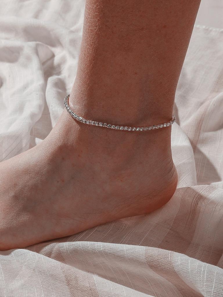 Women's Sparkling Anklet - Thin Shiny Chain for Summer, Versatile Foot Jewelry