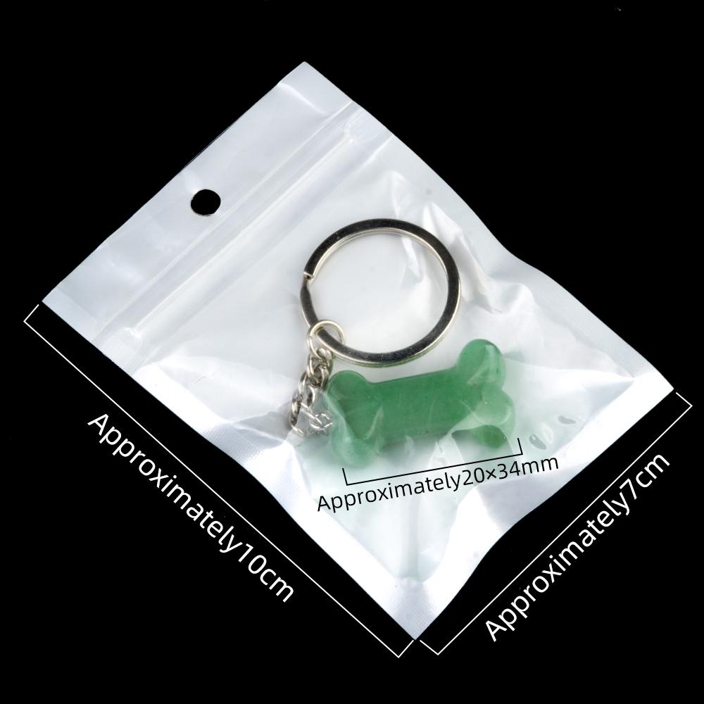 1Pc Reiki Healing Natural Stone Keychain Key Finder Bone Shape Crystal Gemstone Pendant Key Chain for Decor Phones, Bag, Halloween Gifts 20×34 Mm