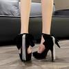 Women's Slim Heel Shoes Autumn New Pointy Shallow Mouth After The Suede Butterfly Knot Anti-slip Wear-resistant High Heels