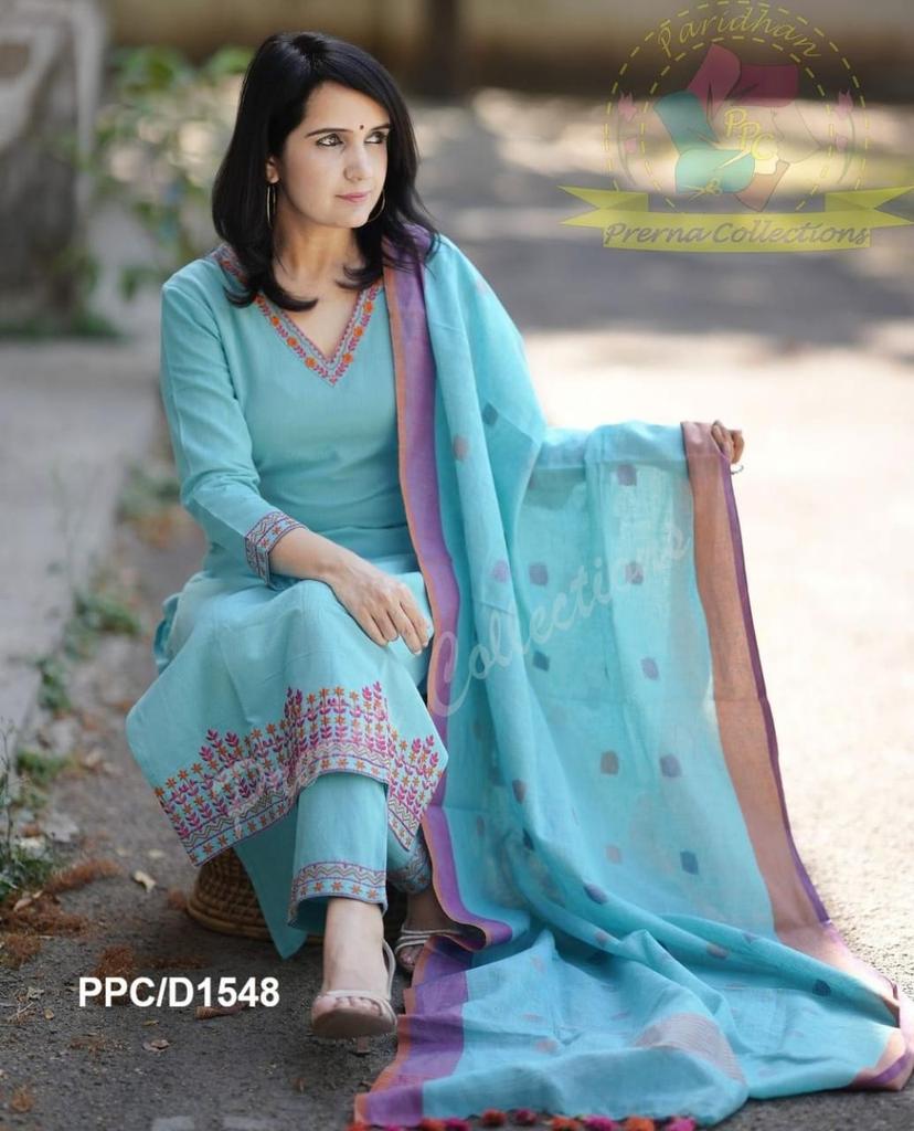 Indian Women Designer Kurta Pant Dupatta Set Bollywood Top Tunic Kurti Salwar Suit Dress