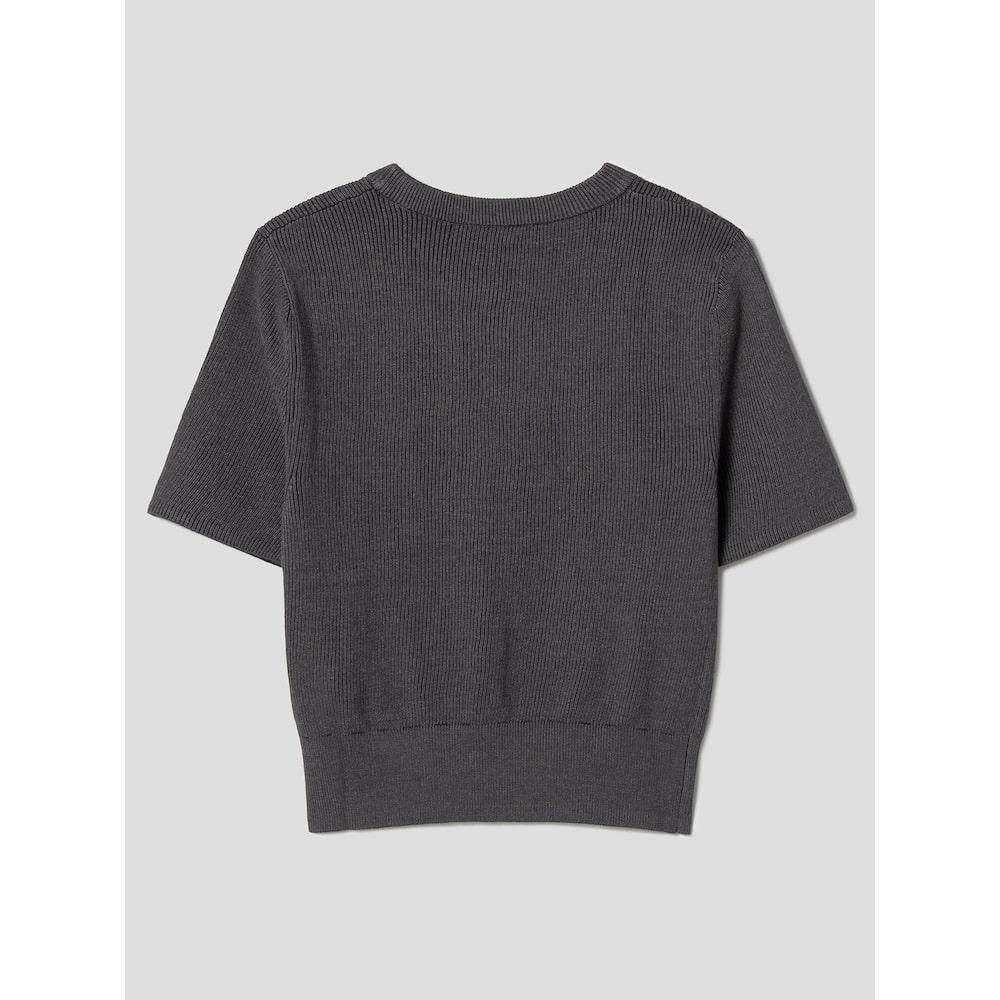 8SECONDS Shoulder Cutout Ribbed Knit Ash