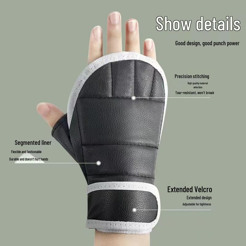 Adult & Children's Half Finger Boxing Gloves for Professional Training, Sanda, Muay Thai, UFC, and Punching Bag.