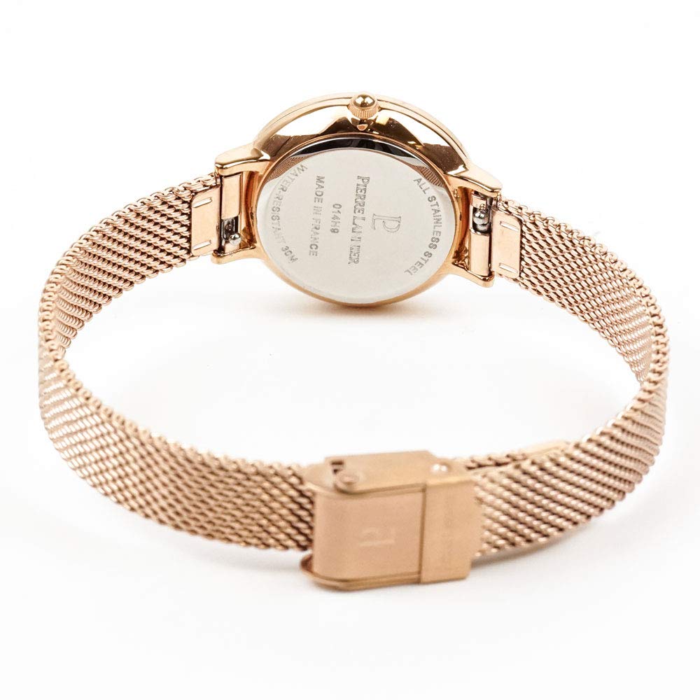 Relógio Pequeno Karine Pulseira de Malha P014H938 Importado Ouro Rosa x Cinza Carvão [Pierre Lanier] Feminino [Produto Regular]