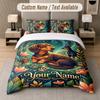 Mushroom Forest Theme Custom Text Or Name 3Pcs Bedding Set 1 Flat Sheet & 2 Pillowcases Personalized Home Bedding