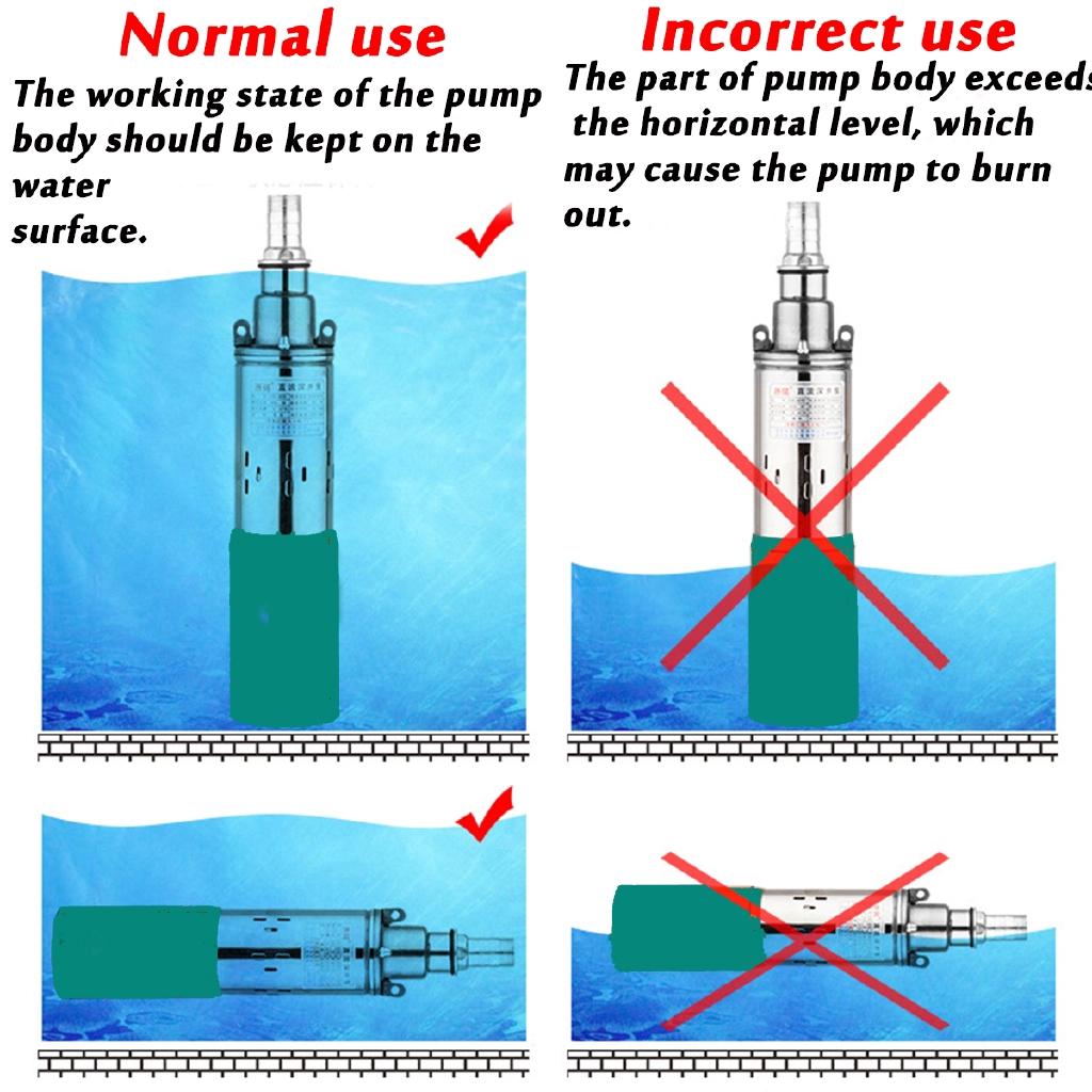 260W New Submersible Solar Water Pump 40m 1200L/h Deep Well Irrigation Garden Home Agricultural 39cm X 8.5cm