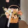 Holzgewebter Handgemachter Blumenkorb, Blumensteckkorb, Fotografie Blumenkorb, Wohnzimmerdekoration, Obstkorb