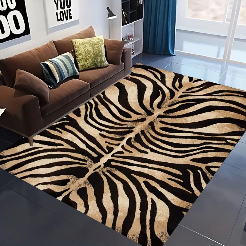 1pc Tiger Skin Pattern Rug Soft Comfortable  Pad Machine Washable Carpet Suitable for Living Room Bedroom Home Outdoor Decor