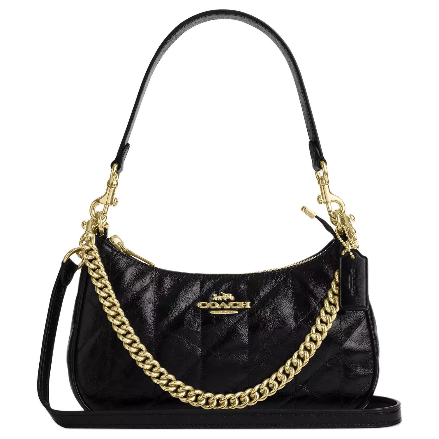 

Coach Teri 15 Zipper Cover Leather Mini Shoulder Bag Women Bags Gold Black CDY83-IMBLK Basic Set (Bag+Dust Bag)