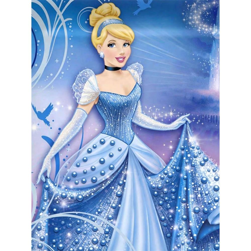 

The Disney Cinderella Blue and White Patterned Princess Dress Made of Pearl Pieces This Handmade Decorative Gift Can Be Used As A Home Decoration Item 35x45cm