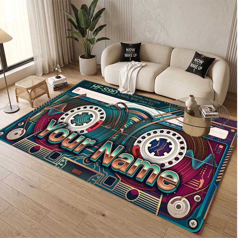 Decorative Artwork Theme Soft Crystal Velvet Rug Custom Name & Text Print Non Slip Floor Rug for Bedroom Living Room