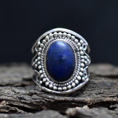 Natuurlijke Lapis Lazuli Ring, 925 Sterling Zilveren Ring, Handgemaakte Ring, Lapis Edelsteen Ring, Helende Sieraden, Blauwe Steen Ring