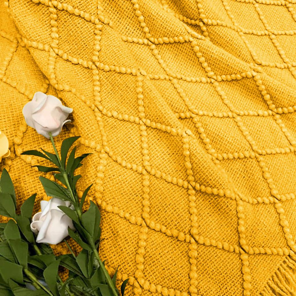 Knitted Throw Blanket for Couch and Bed, Knit Decor Halloween Blanket with Tassel,Lightweight Farmhouse Warm Blankets and Throws