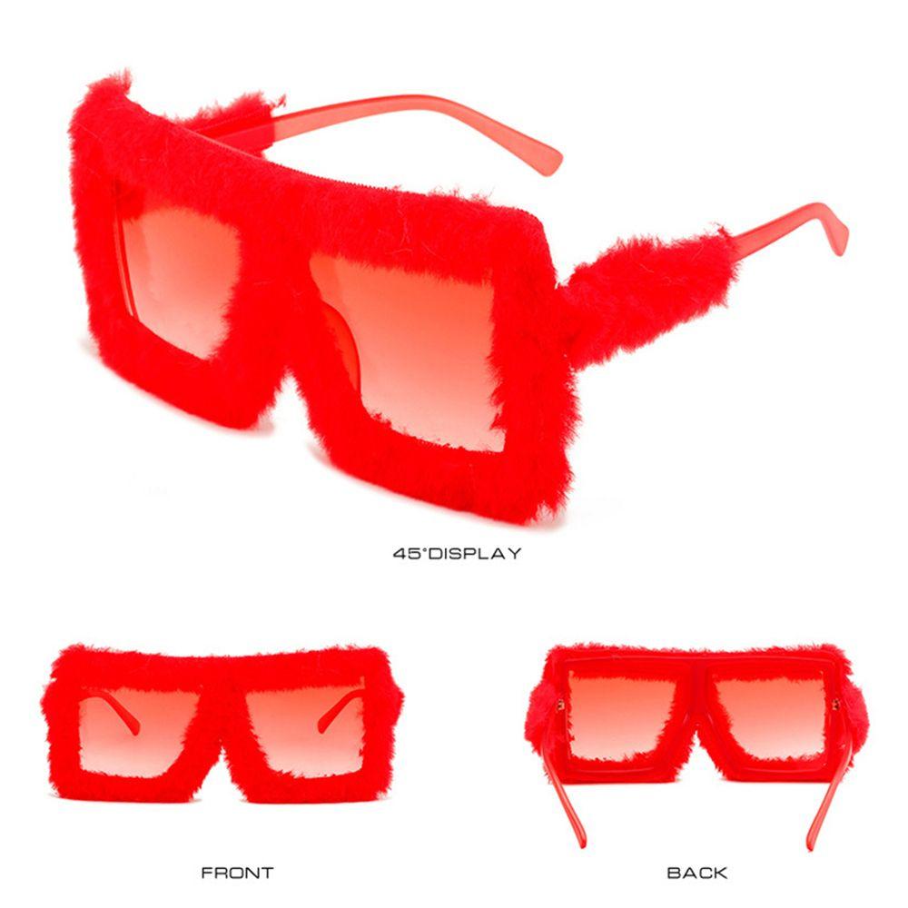 UV400 Ladies Shades Square Frame Soft Fur Ladies Sexy Shades Plush Sunglasses Punk Sun Glasses