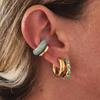 1pcs New Multicolor rhinestone C shape Chunky Clip earrings For Women Punk without puncture cartilage Ear cuff Wedding Zircon