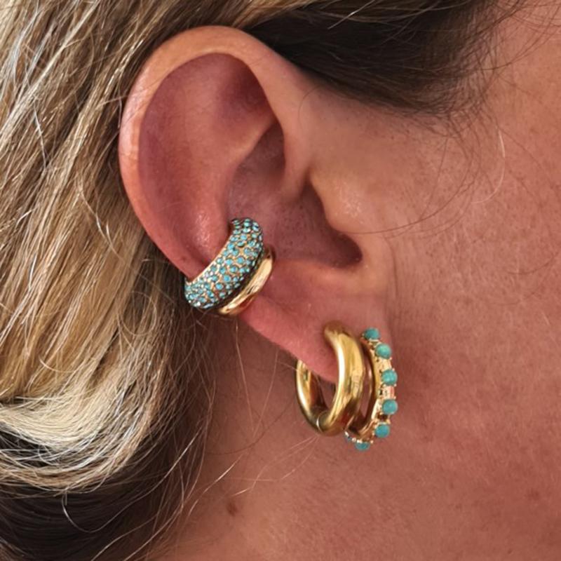 1pcs New Multicolor rhinestone C shape Chunky Clip earrings For Women Punk without puncture cartilage Ear cuff Wedding Zircon