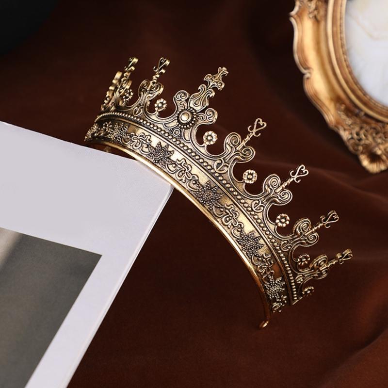 Stylish Metal Crowns Headbands Tiaras Crownpiece for Women Bridal Shower Baroque Hairhoop for Wedding and Evening Parties