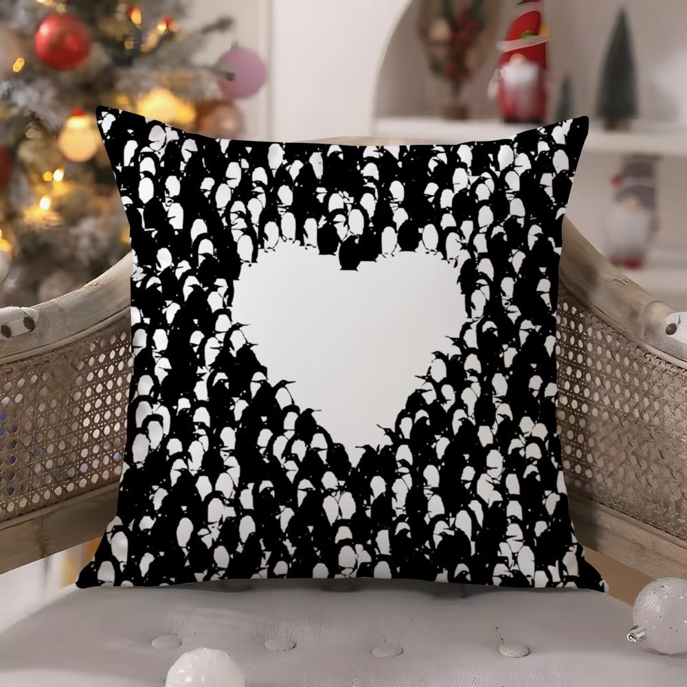 Fantasy Black and White Animal Patterns Pillow Case Comfort Sofa Bed Silky Elegant Invisible Zipper Decorative Cushion Cover
