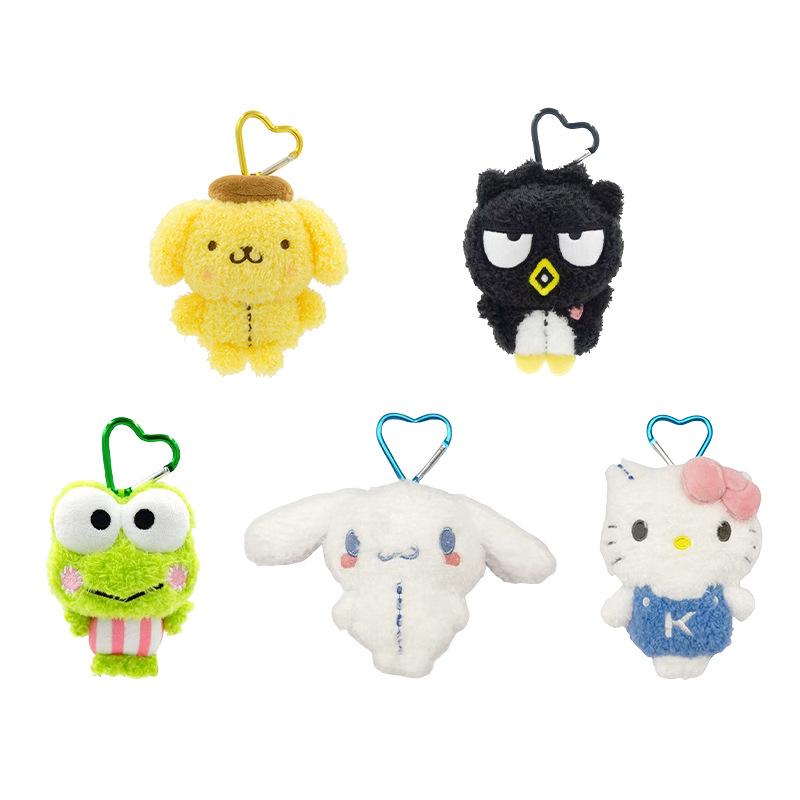 Sanrio Hello Kitty Melody Cinnamoroll Keroppi Pompom Purin Stuffed Toys Pendant Plush Toys Keyring Anime Keychain Birthday Gift