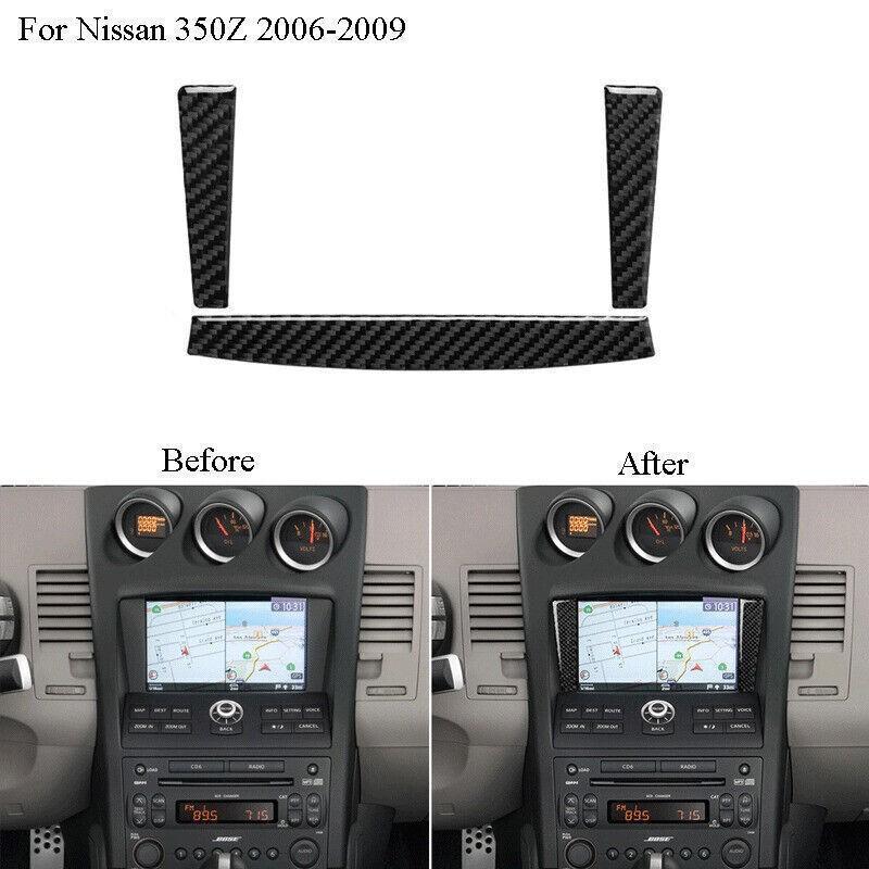 Carbon Fiber Console GPS Navigation Frame Cover Trim For Nissan 350Z 2006-2009