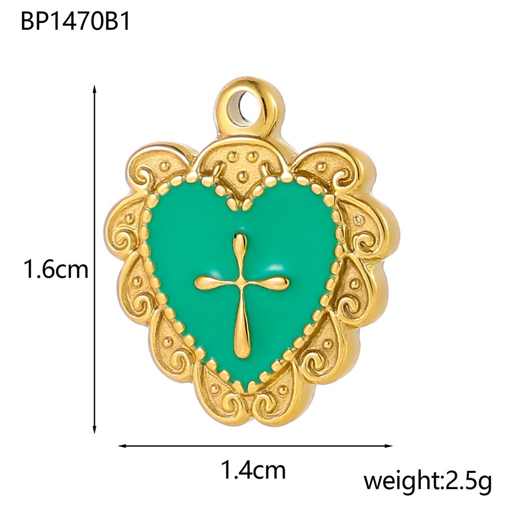 Elegant Stainless Steel Gold Plated Heart Love Cross Shell Starfish Oil Drop Pendant Charms for DIY Jewelry Making Women
