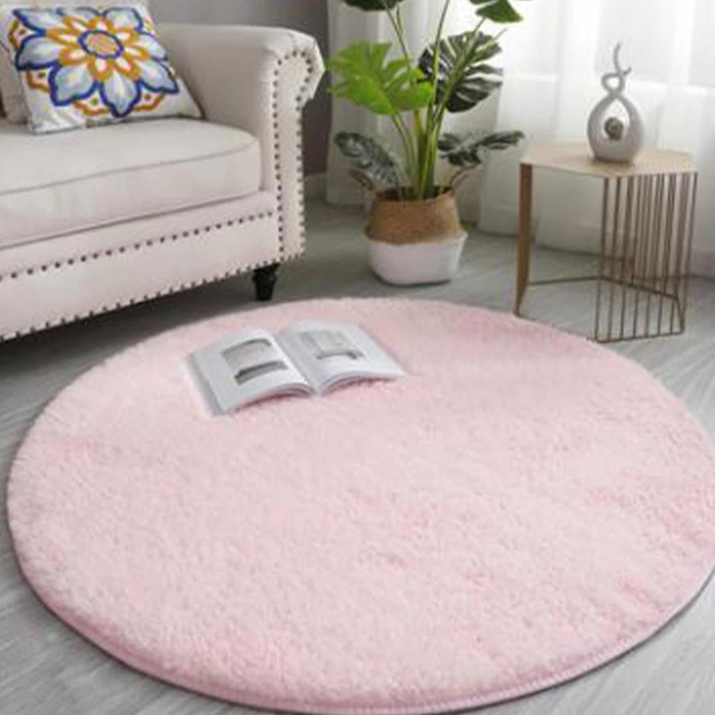 Soft Round Carpet Rug For Bedrooms Living Room Study Tent Solid Color Floor Car Thick Soft Plush Anti Slip Carpet Children Rug
