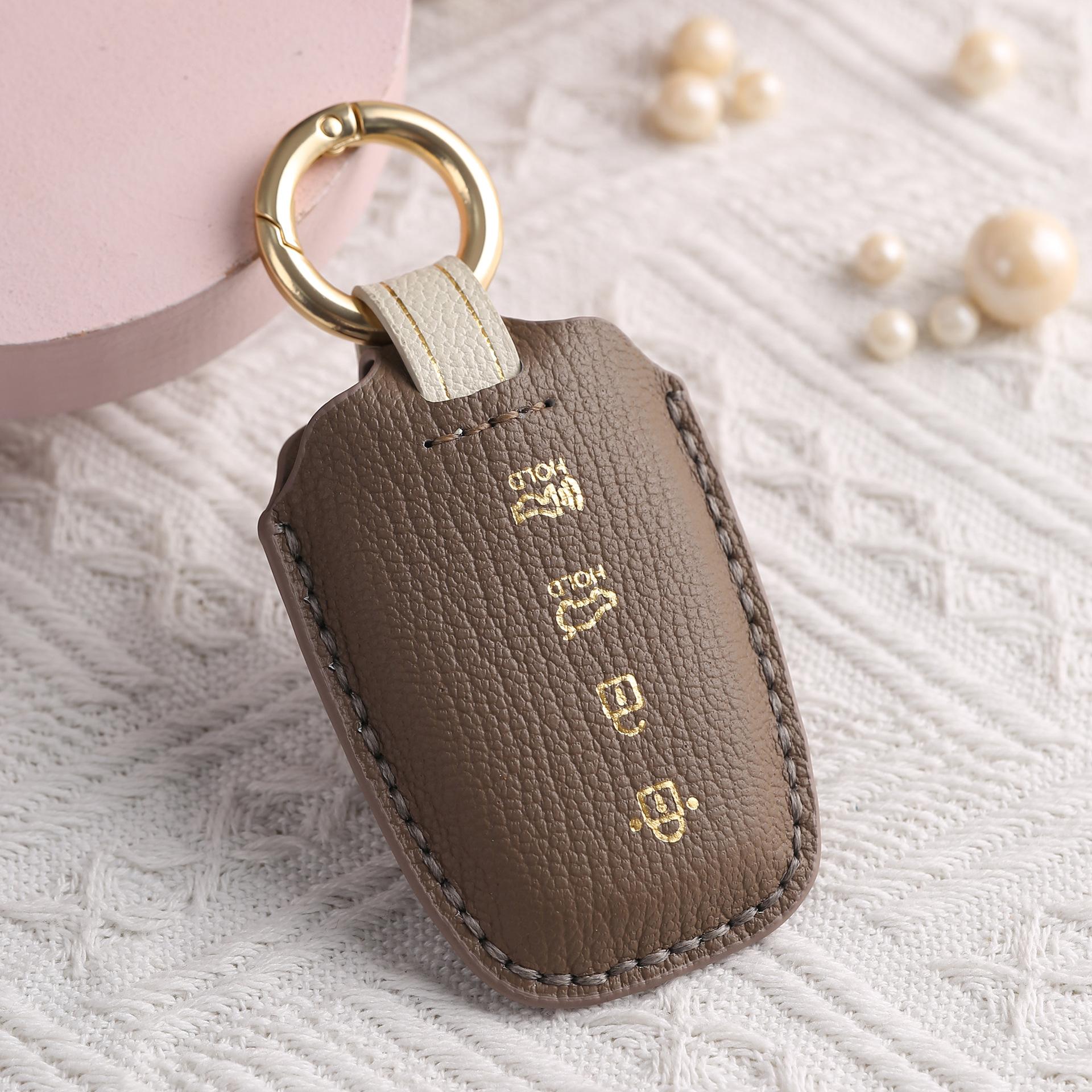 

The Key Cover Is Suitable For Beijing Hyundai Ix45 Car Hand-Stitched High-End Key Protective Case Chain коричневый