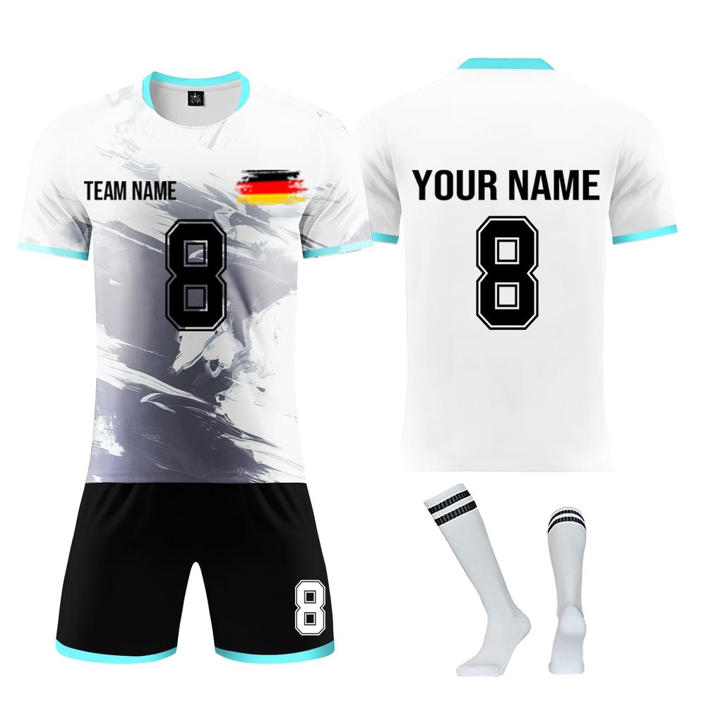 Personalisierte Shirts Kit Herren Mädchen mit Namen Nummer benutzerdefinierte Fußballtrikots für Jungen Trainingsanzug
