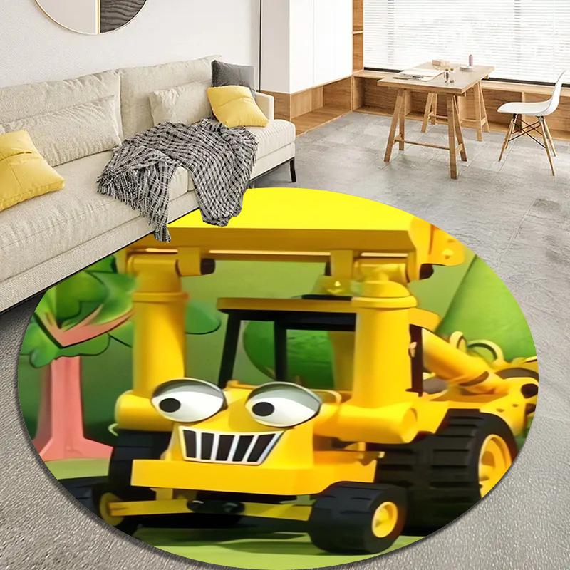 Bob der Baumeister Runder Teppich, Teppich für Wohnzimmer Schlafzimmer Sofa Spielzimmer Dekoration, Rutschfeste Fußmatte38