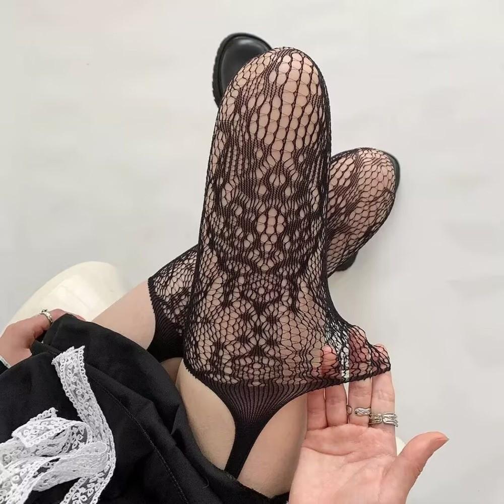 Lace Flower Mesh Pantyhose Hollow Out Fishnet Tights Sexy Suspender Stockings  Night Club