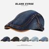 2025 Washed Denim Hat Men's Beret British Retro Cap Women's Casual Forward Hat