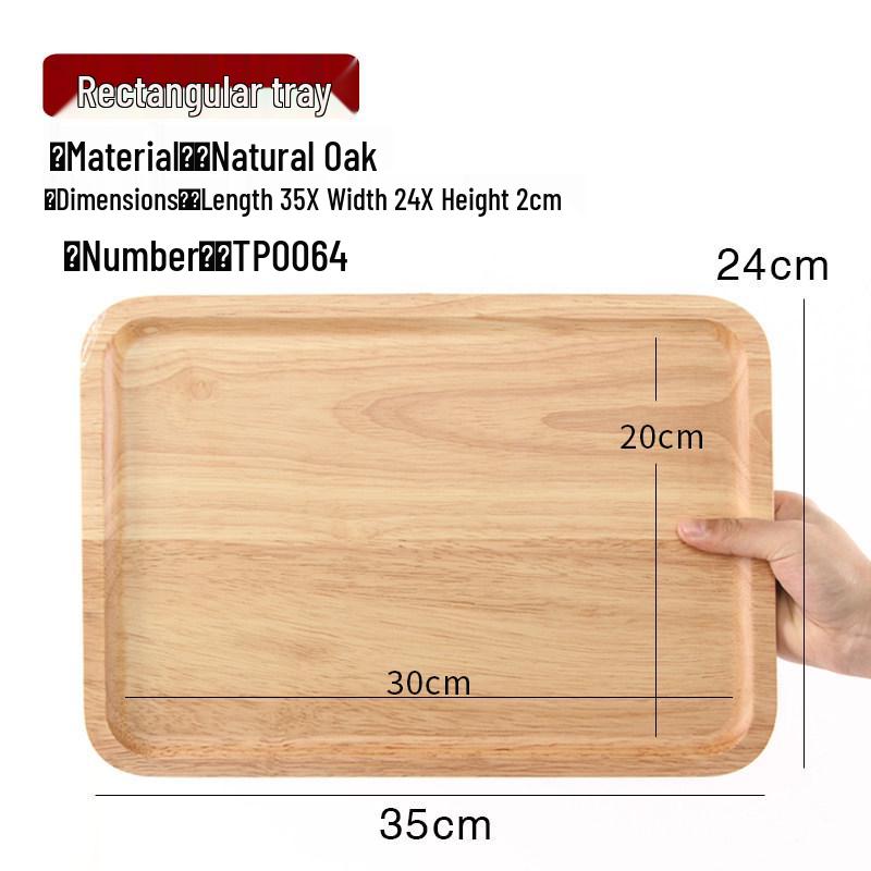 Japanese-Style Solid Wood Rectangular Tea and Cake Tray