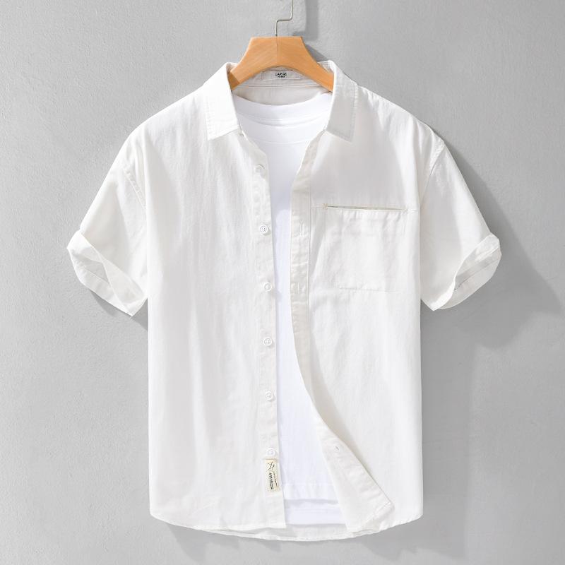 Men's Summer Breathable Comfortable Short-sleeved Shirt Solid Color Simple Business Casual Shirt