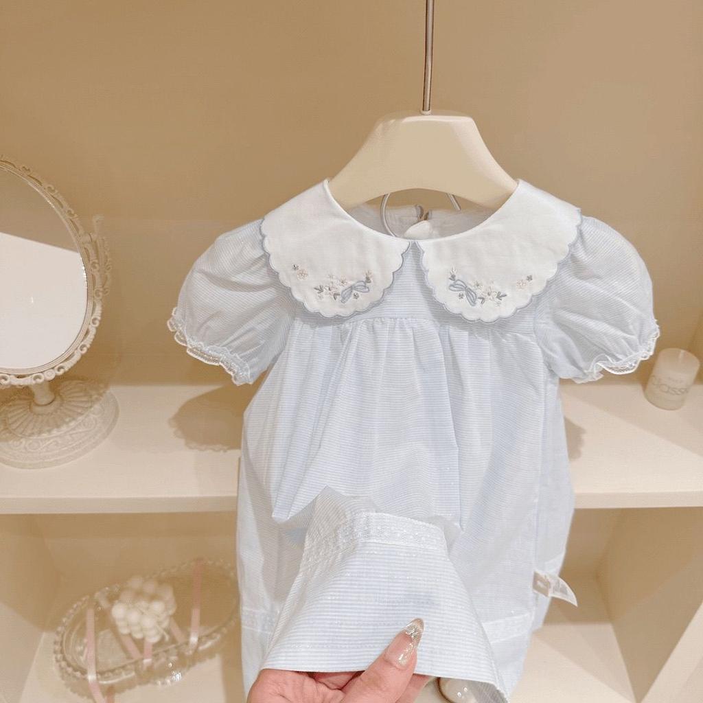 Girls Summer Embroidered Princess Dress Kids Stylish Short Sleeve Dress Baby Sweet Skirt Children Clothing