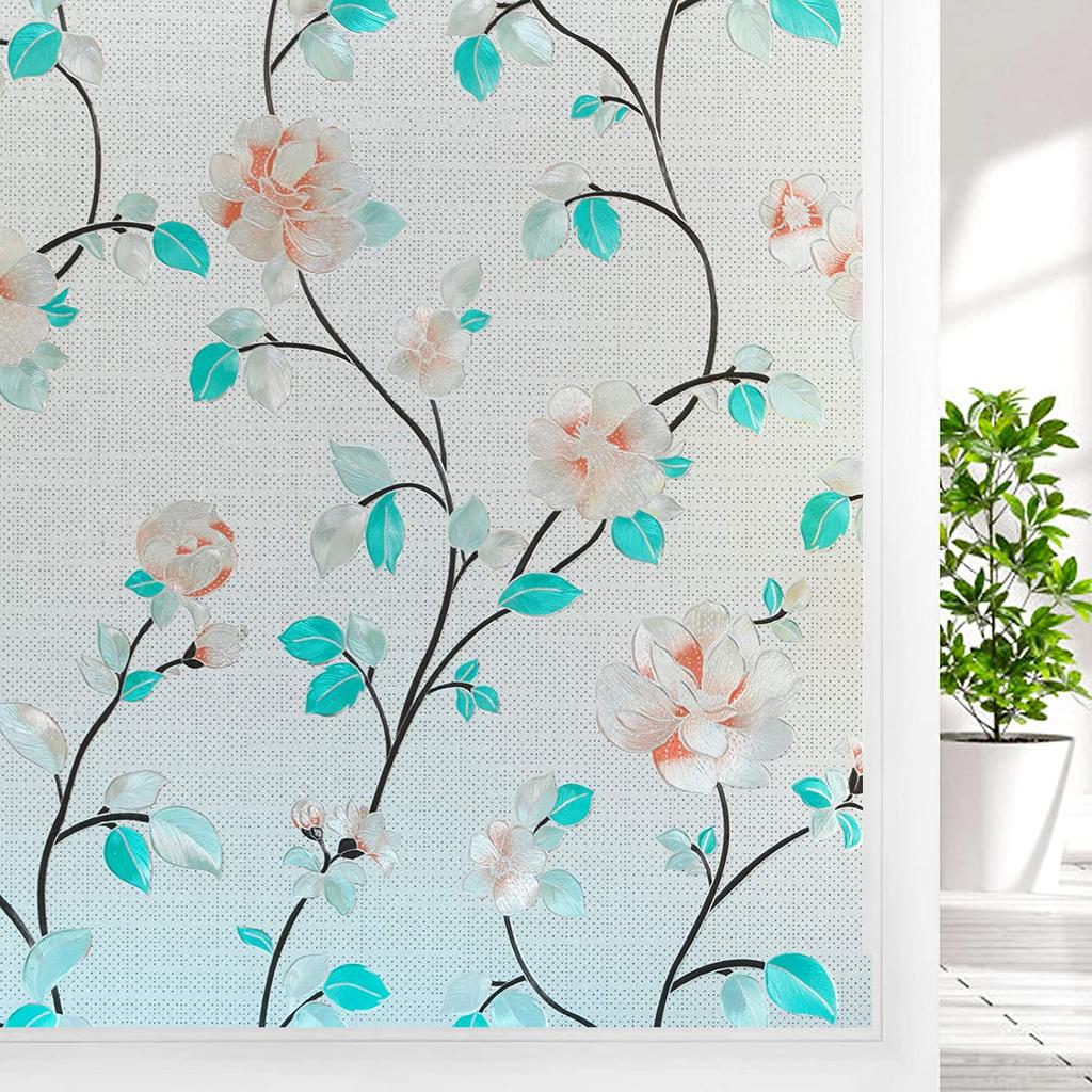 Frostat fönsterinsynsskydd Värmeisolerande statisk häftande icke-självhäftande film för hem fönsterdekaler i färgat glas vinyl