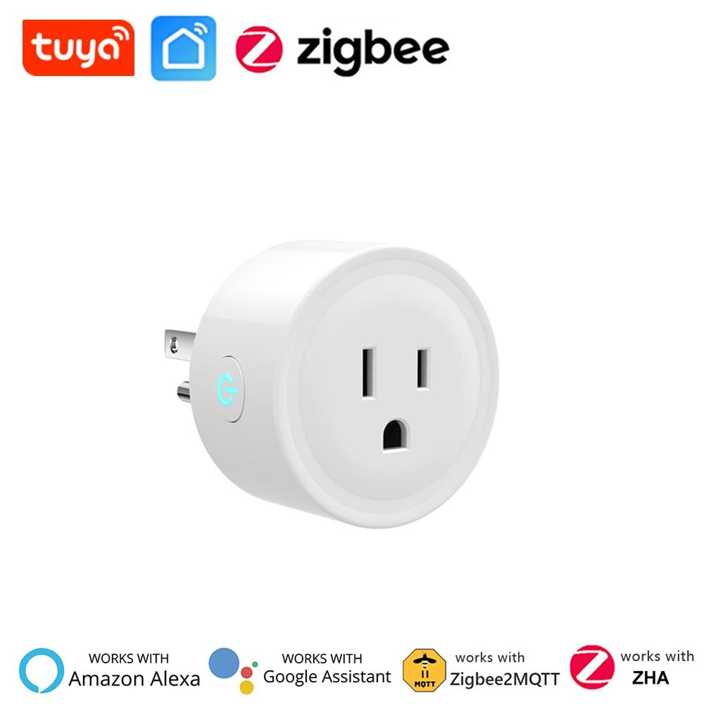 Tuya Zigbee Smart Plug US Mini Smart Socket 20A Wireless Home Outlet with Energy Monitor Works with Alexa Google Home Assistant