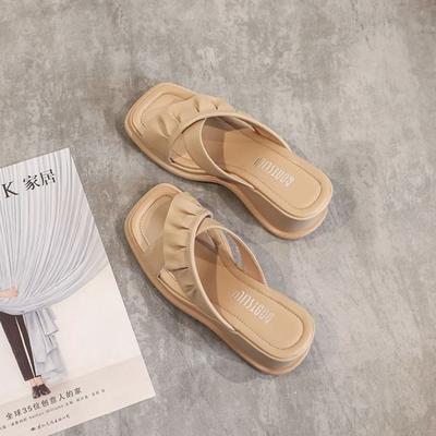 Pantofole da Donna alla Moda Sandali da Esterno Zeppa Ciabatte Albicocca Morbide Zoccoli Scarpe in Pelle per Donne in Offerta Impermeabili Pelle Naturale 39