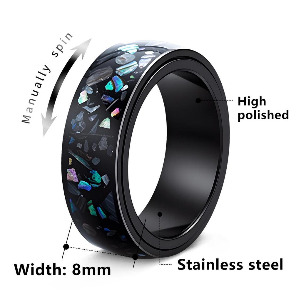 Unisex Lava Starry Sky Titanium Ring with Australian Gemstones