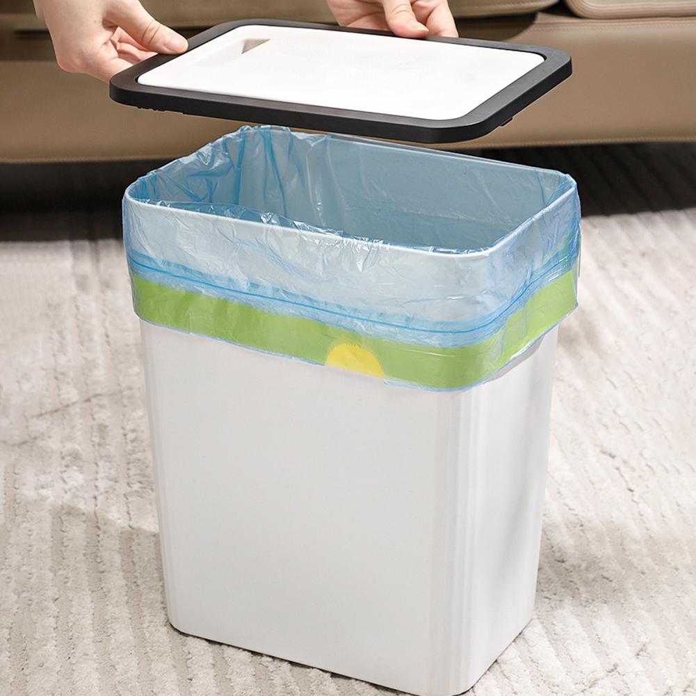 Household Trash Can With Lid Modern Plastic Small Garbage Can Wastebasket Pop-up Lid For Bathroom Kitchen And Living Room