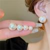 French Retro Pearl and Silver Needle Stud Earrings - High-End, Versatile, Light Luxury Design for Women
