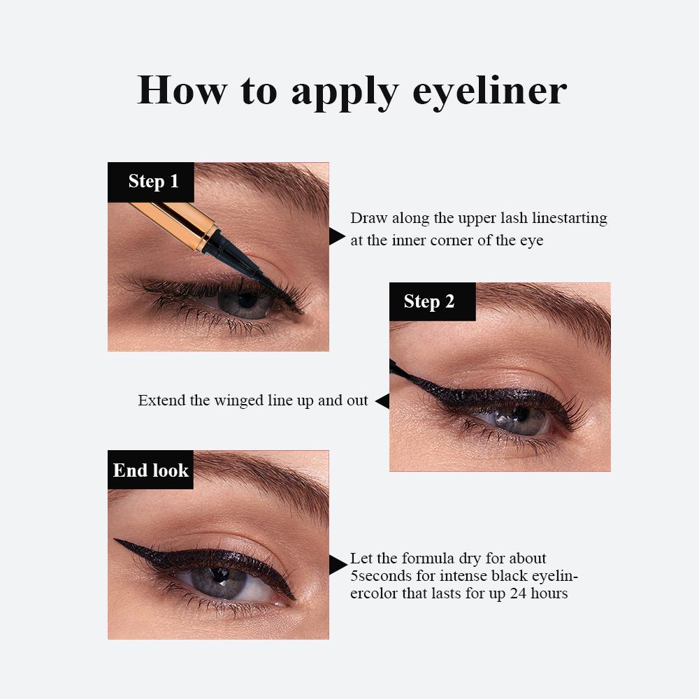 Waterproof Liquid Eyeliner Smudge-Proof & Transfer-Resistant Long-Lasting Appearance Gold Eyeliner Black
