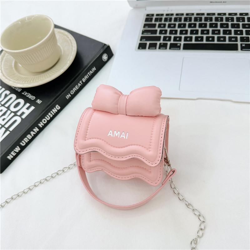 Cute Mini Bow Girl Pu Leather Versatile Single Shoulder Crossbody Coin Purse