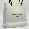 BALENCIAGA Aoyama Limited Shopping Tote Bag XXS Handbag Shoulder Calfskin Leather White Black 2WAY Logo Print Unisex Women's Men's