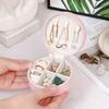 Portable Round Jewelry Box Necklaces Earrings Rings Jewelry Organizer Display Travel Jewelry Case Boxes Pu Leather Storage Box
