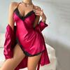 European & American Sexy Sling Nightdress and Robe Set for Women