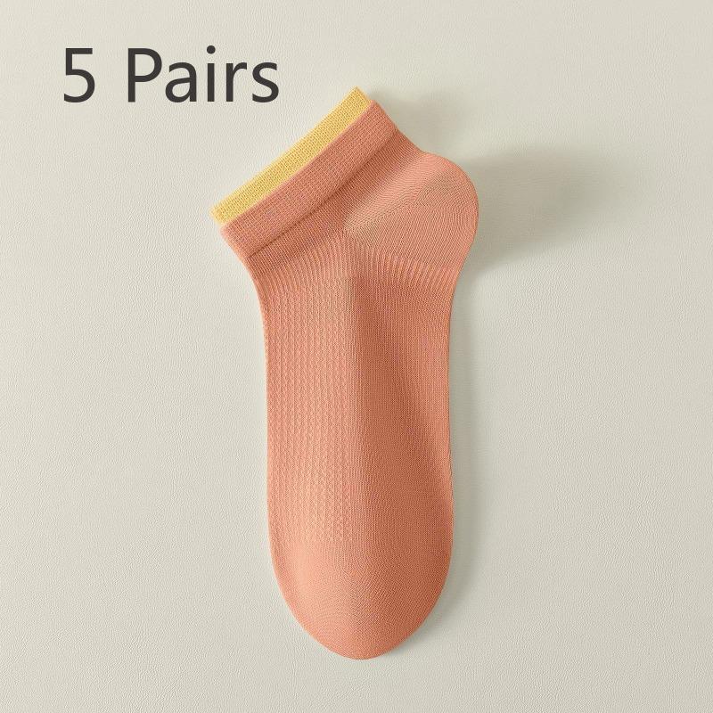5 Pairs of Female Pure Cotton Spring and Summer 7A Antibacterial Deodorant Sweat Socks