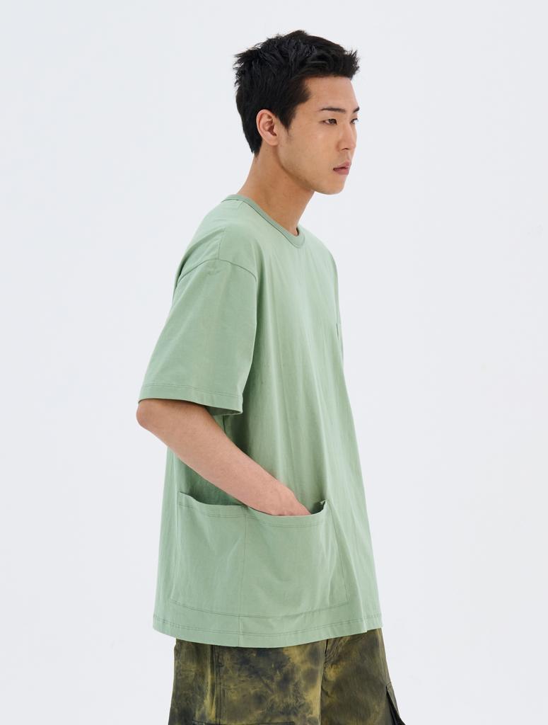 Nontai Side Pouch Embroided Soft T-Shirts (Sage Green)
