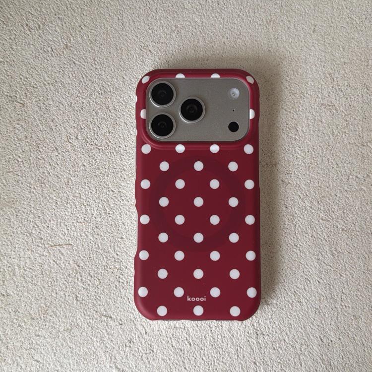 

Korean Style Red Polka Dot Magnetic Case for Apple iPhone 15 Pro/16 Pro Max iPhone 17 Pro