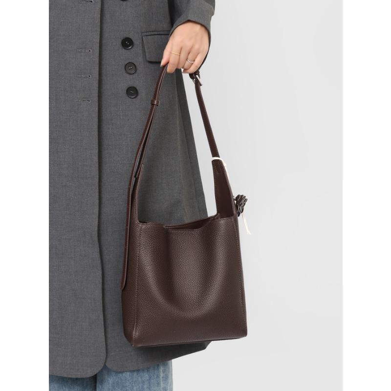 

Сумка через плечо, Женская сумка, Модная и простая, Повседневная на одно плечо, Сумка-ведро через плечо, Женская сумка большой вместимости кофейный