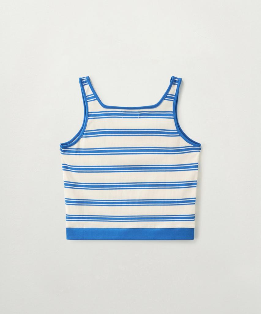 Seteo (W) Square Neck Striped Sleeveless Blue